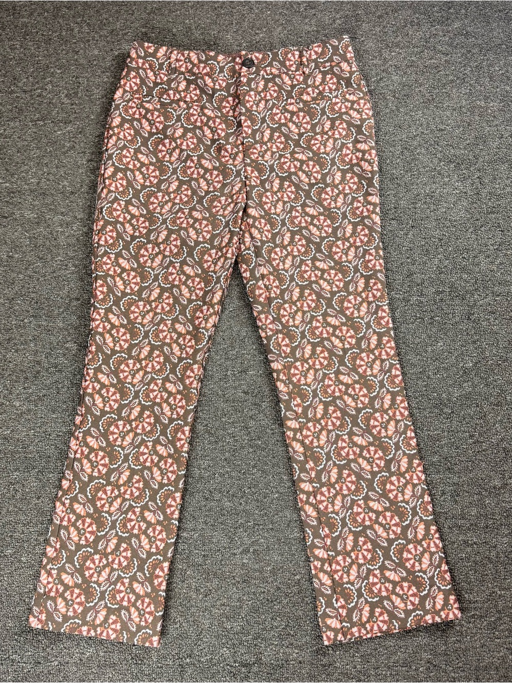 The Essential Slim Pants by Anthropologie Size 4 Red Brown Floral Paisley